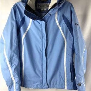 COLUMBIA TITANIUM JACKET, Women’s Blue/white, Omni- Tech, 2 pieces Size M